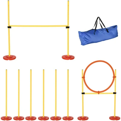 Image of PawHut Portable Pet Agility Training Obstacle Set for Jumping Pole, Ring, Turnstile Poles