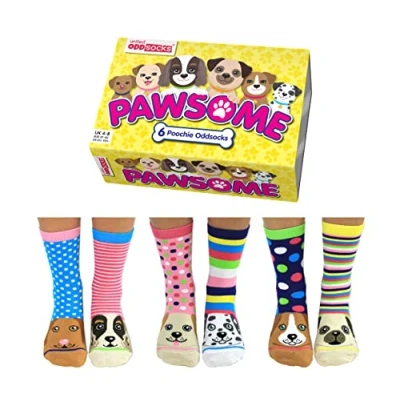 Image of United Odd Socks 6 Packmottomotive Socks, Women&#039;s, Size: 3,5 7,5, Pawsome