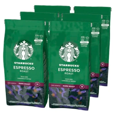 Image of STARBUCKS Espresso Roast, Dark Ground Coffee 200g (Pack of 6)