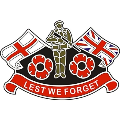 Image of Pinhead POPPY STICKER WITH ENGLAND FLAG AND UNION JACK Ideal for cars, tablets, laptops, phones, scooters. (Small (You get 2 stickers))