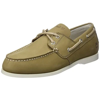 Image of Timberland Men&#039;s Cedar Bay 2 Eye Boat Shoe, Medium Beige Nubuck, 9.5 UK