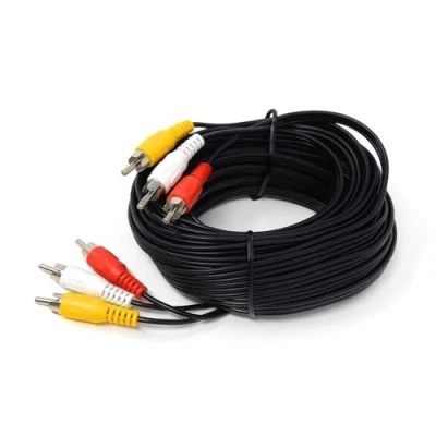 Image of DRUT 10m Triple 3 x RCA to Phono Plugs Composite, Audio Video Male Cable Lead Nickel Contacts 33ft