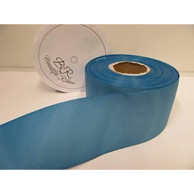 Image of Beautiful Ribbon 2 metres of 50mm Grosgrain Ribbed Cornflower Light Blue Double Sided 50 mm 5cm 2&quot; Inch