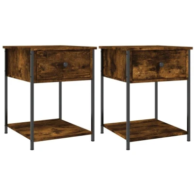 Image of vidaXL Bedside Tables 2 pcs Smoked Oak 44x45x58 cm Engineered Wood