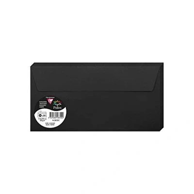Image of Clairefontaine Ref 5835C Pollen Adhesive Envelopes (Pack of 20) DL Sized, 120gsm Paper, Printer Compatible, Acid Free, Strip for Easy Seal Black