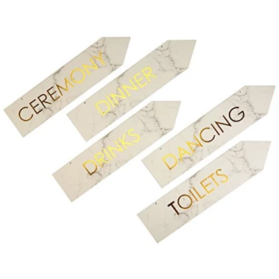 Image of Neviti Scripted Marble Wedding Signs, Pack of 5