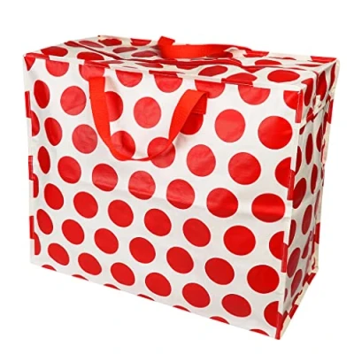 Image of Red On White Spotlight Large Jumbo Storage Bag with Zip