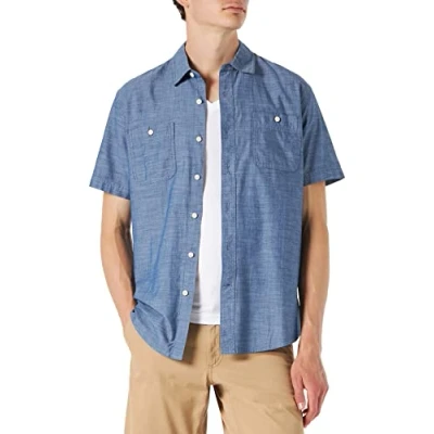 Image of Amazon Essentials Men&#039;s Regular Fit Short Sleeved Chambray Shirt, Rinsed, L