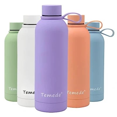 Image of Temede Insulated Water Bottle 750ml, Double Walled Vacuum Stainless Steel for 12 Hours Hot &amp; 24 Cold Drinks, BPA Free, Leakproof Metal Flask Great Men,Women Kids,Medium,Purple