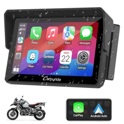 Image of Carpuride w502b Motorcycle Carplay Screen for BMW R1200GS R1250GS S1000XR Motorcycle, 5 inch Waterproof Touchscreen, Portable Carplay/Android Auto GPS Navigation Motorbike, Dual Bluetooth