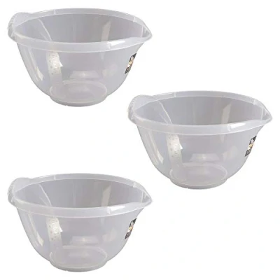 Image of Wham 12181 Cuisine Clear Plastic Mixing Bowl 4 Litre 30x28x16cm (3 Bowls)
