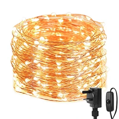 Image of Lepro Fairy Lights Plug in, 20m 200 LED Copper Wire Lights, 66ft Warm White Christmas Tree String Mains Powered for Decorations, Bedroom, Party, Wedding and More