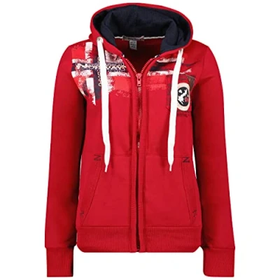 Image of Geographical Norway Fespote Lady Women&#039;s Hoodies Zip Jumpers Pockets Sweatshirt Sweater Long Sleeve Warm Top Jacket Clothes Spring Summer Autumn Winter Season (Garnet L)
