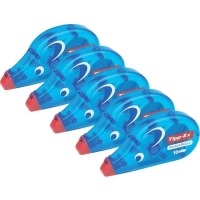Image of Tipp Ex Pocket Mouse Correction Roller with Tape Protection Cap 10 m x 4.2 mm Pack of 5