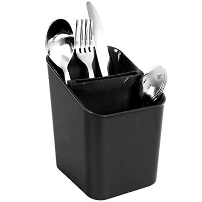 Image of Vilde Drainer Cutlery Organiser Draining Basket for Kitchen Utensils Black 14 x 11 16 cm