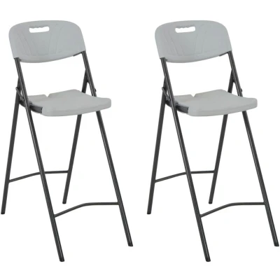 Image of vidaXL Folding Bar Chairs 2 pcs HDPE and Steel White