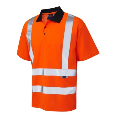 Image of Leo Workwear P01 Croyde Men Hi Vis Polo Shirt#L Orange