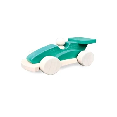Image of Indigo Jamm the natural collection Racing Rocky, Wooden Toy Race Car, Retro Classic Style Vehicle with Removable Driver