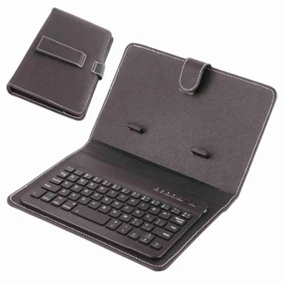 Image of Universal wireless Bluetooth keyboard with protective cover, portable and stand 2 in 1 PU leather case for companies, keyboards tablet PCs / 4.5 &#039;&#039; 6.8 phones