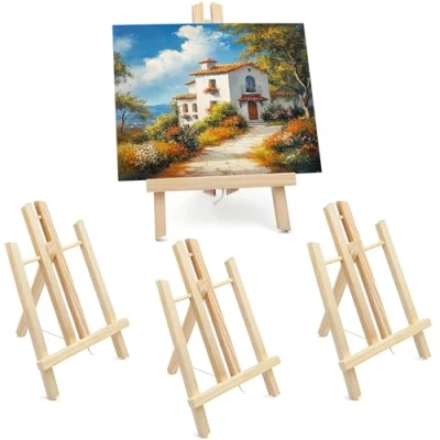 Image of Belle Vous Mini Easel Stands for Painting Small Table Top Set Adults/Mini Canvas Holder Wooden Arts &amp; Crafts Artist