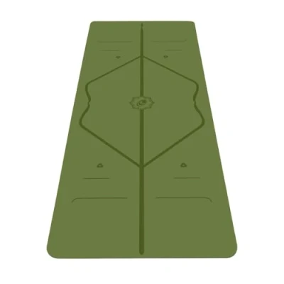 Image of Liforme Travel Yoga mat Free Bag, Patented Alignment System, Warrior like Grip, Non slip, Eco friendly and Biodegradable, Ultra lightweight, Sweat resistant, Long, Wide Thick (Olive)