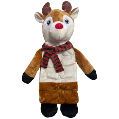 Image of Dog Interactive Christmas Pet Plush Chew Toy Squeak Honking Santa Snowman Reindeer Penguin Turkey Toys Soft Natural Corduroy Stuffed Xmas Gift (Reindeer Non Filling)