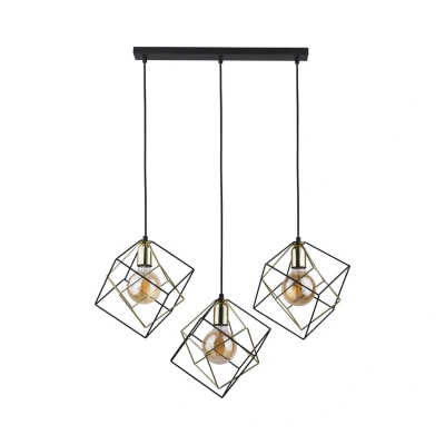 Image of Alambre Bar Pendant Ceiling Light Black, Gold 3xE27