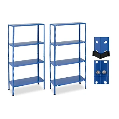 Image of Relaxdays Heavy Duty Shelving Unit, 80% Steel fibreboard 10% Plastic, Blue, 147.5 x 75.5 30.5 cm