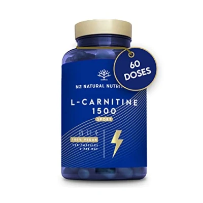 Image of Natural L CARNITINE 1500mg. Fat Burner Pills Supplement. Improves Sports Performance, Weight Loss &amp; Provides Energy Resistance. 120 Vegetable Capsules. UK Vegan Certified. N2 Nutrition.