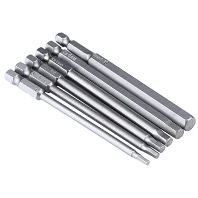 Image of Bestgle 6Pcs H2.5 H8 100mm Long Magnetic Inner Hexagon Head Screwdriver Bits Set 1/4 Inch Hex Shank Screw Driver Drill