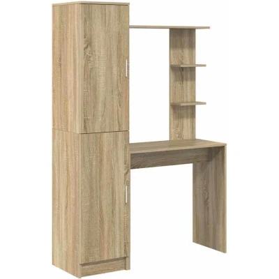Image of vidaXL Desk with Storage Sonoma Oak Engineered Wood