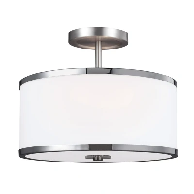 Image of Prospect Park 2 Light Semi Flush Ceiling Chrome, Satin Nickel, E27