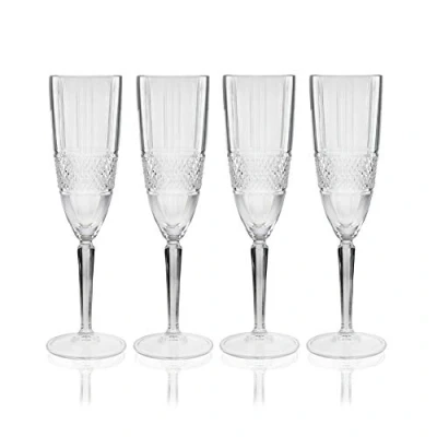 Image of Maxwell &amp; Williams Cut Glass Champagne Flutes in Gift Box, Transparent, 4 Count (Pack of 1)