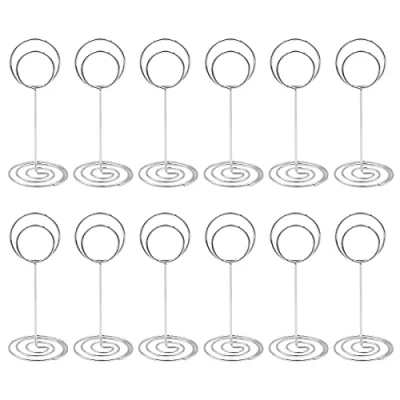 Image of WANGCL 12 Pack Mini Place Card Holders Table Number Holder Wedding Name Clips Picture Memo Note Photo Stand（Silver）