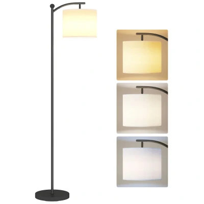 Image of HOMCOM LED Floor Lamp, Stepless Dimmable Reading Standing Lamp with Magnetic Remote Control and 11 Colours Temperature &amp; Brightness Levels, 60 Min Timer for Living Room, Bedroom, Office, Black
