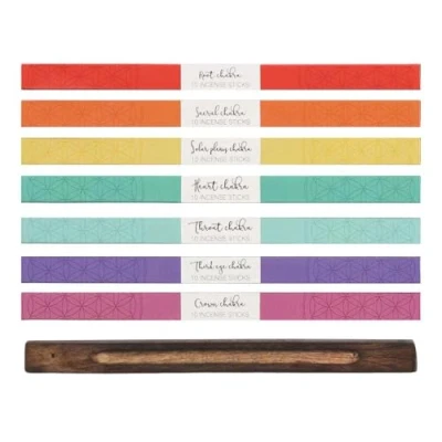 Image of 7 Chakra Balancing Incense Stick Gift Set with Holder [70 Sticks]