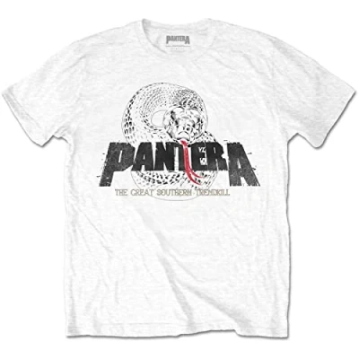 Image of Pantera Unisex Adult Snake Cotton Logo T Shirt (S) (White)