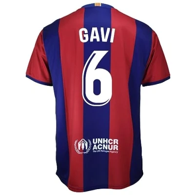 Image of Futbol Club Barcelona Lewandowski 9 Home Jersey 2023/2024 Official Replica with Adult Licence, Blue/Wine Red, XXL
