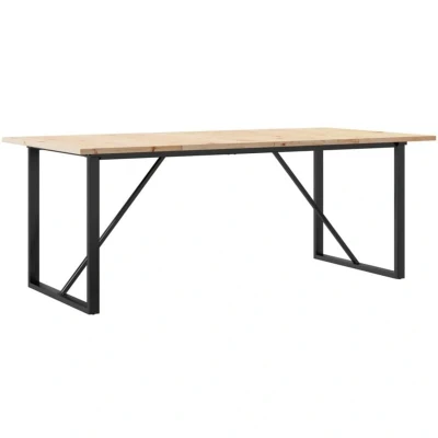 Image of vidaXL Dining Table O Frame 200x100x75.5 cm Solid Wood Pine and Steel