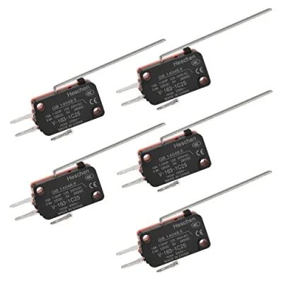 Image of Heschen Micro Switch, V 163 1C25, SPDT, Long Hinge Lever, 16A 250VAC, 5PCS