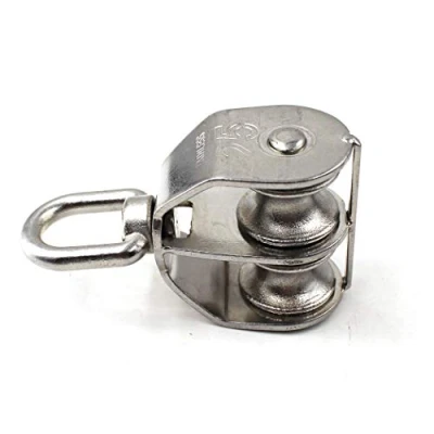 Image of M25 Wire Rope Double Pulley Block 304 Stainless Steel Roller Bearing Pack Of 1 Loading:150KG