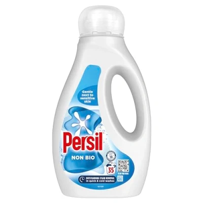 Image of Persil Non Bio Laundry Washing Liquid Detergent outstanding stain removal in quick &amp; cold washes tough on stains, gentle next to sensitive skin 35 (945 ml)