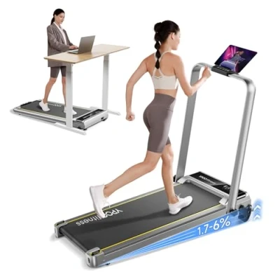 Image of YPOO Walking Pad with Incline 3 in 1 Handle Level Incline, Portable Folding Treadmills for Home Foldable 300lbs Under Desk Treadmill LED Display Remote Control &amp; APP