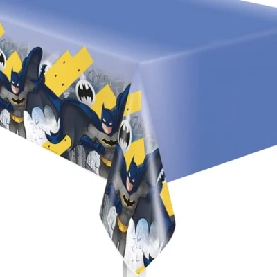 Image of Bold &amp; Dynamic Batman Rectangular Plastic Table Covers (137cm x 213cm) Perfect for Themed Parties 1 Pc