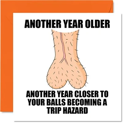 Image of Rude Birthday Cards for Men Him Trip Hazard Funny Happy Card Dad Brother Son Grandad Uncle Cousin Colleague Friend, 145mm x Joke Humour Banter Bday Greeting