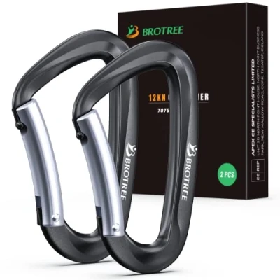 Image of BROTREE Locking Carabiner Clips 12KN (1200 kg) Heavy Duty Carabiners for Hammock, Camping, Hiking, Backpack and More (2 or 4 Packs)