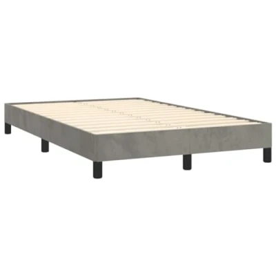 Image of vidaXL Velvet Bed Frame for Small Double Mattress Light Grey, Solid Pine Support, Plywood Slats, 193x123 cm, Contemporary Bedroom Furniture