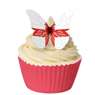 Image of Support Englnd with This Pack of 12 Edible Butterfly Shaped St George Flag Wafer Decorations 201 228 by CDA Products