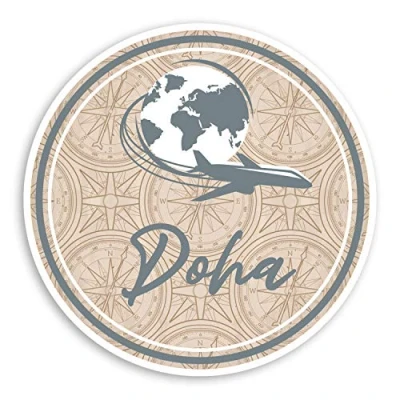 Image of 2 x 10cm Doha Qatar Vinyl Stickers Travel Globe Sticker Laptop Luggage #20145 (10cm Wide)