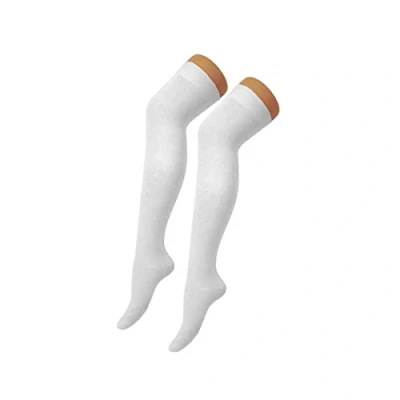 Image of Crazy Chick® New Girls Over The Knee Plain Socks Assorted Colours Thigh High UK Size 4 6 (White)